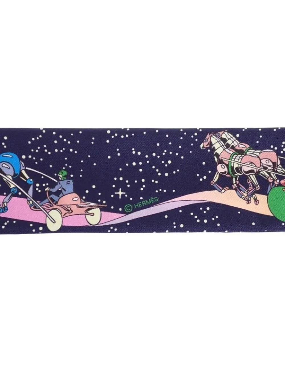 Hermes Twilly Space Scarf Silk Navy Marine Rose
